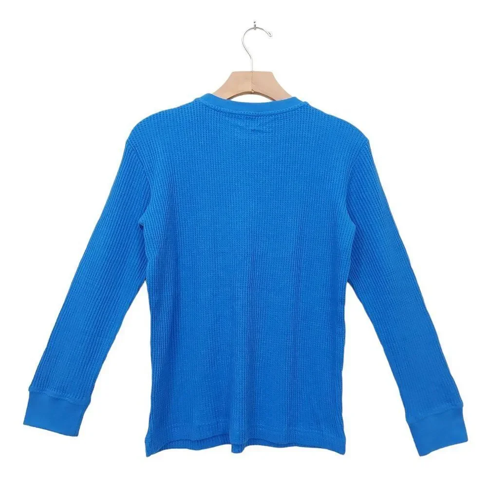 Simply Styled Pullover Top Boys Medium 10/12 Blue Long Sleeve Crew Neck Cotton